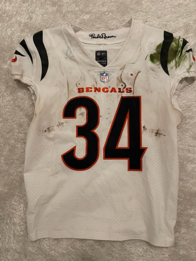 Samaje Perine Game-Worn Jersey from Bengals Win vs. Broncos 12-19